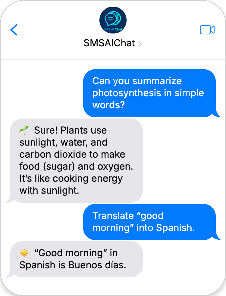 SMS AI chat on iPhone screen
